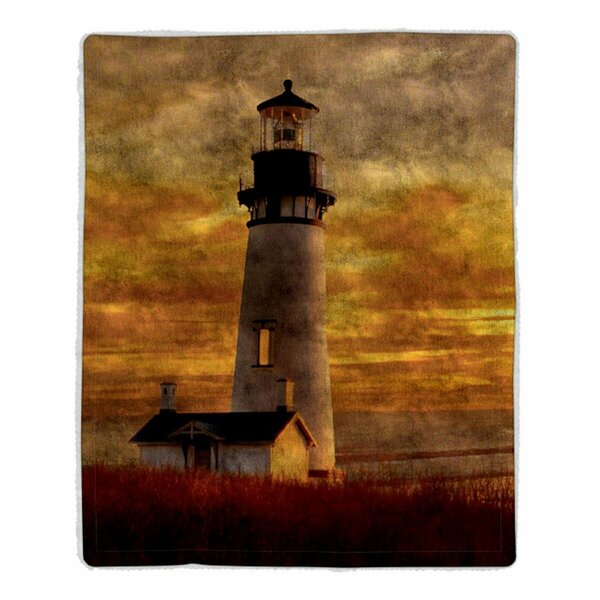 Daphnes Dinnette Sherpa Fleece Throw Blanket - Lighthouse Print Pattern DA3238786